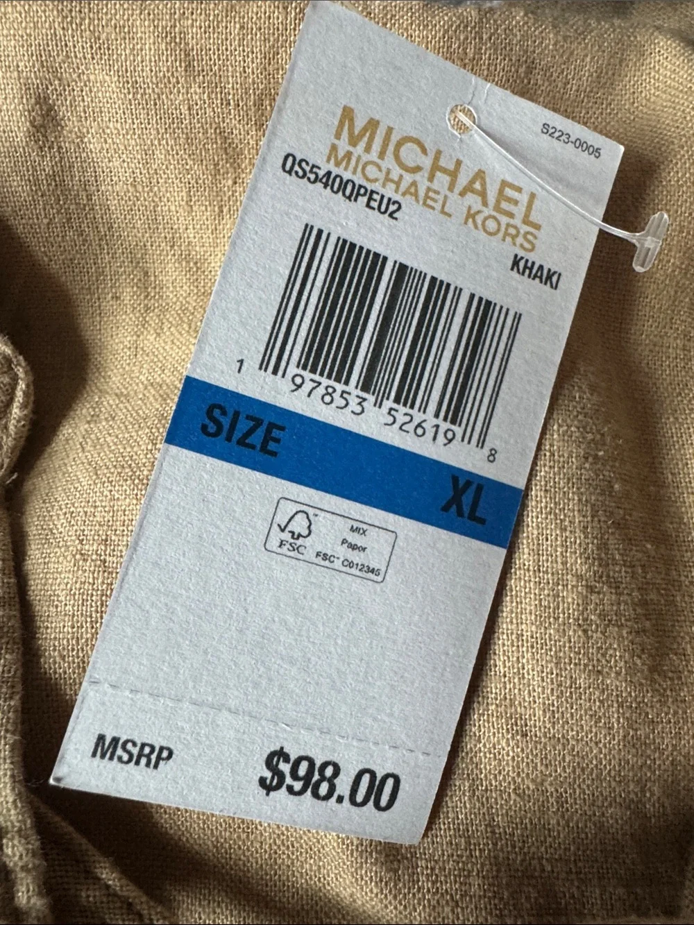 Michael Kors Beige Lace-Up Collared Sleeveless Tank